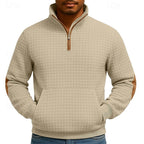 Quarter-Zip Pullover Sweatshirt Men's Textured Stand Collar with Pocket – Casual, Office, Gift