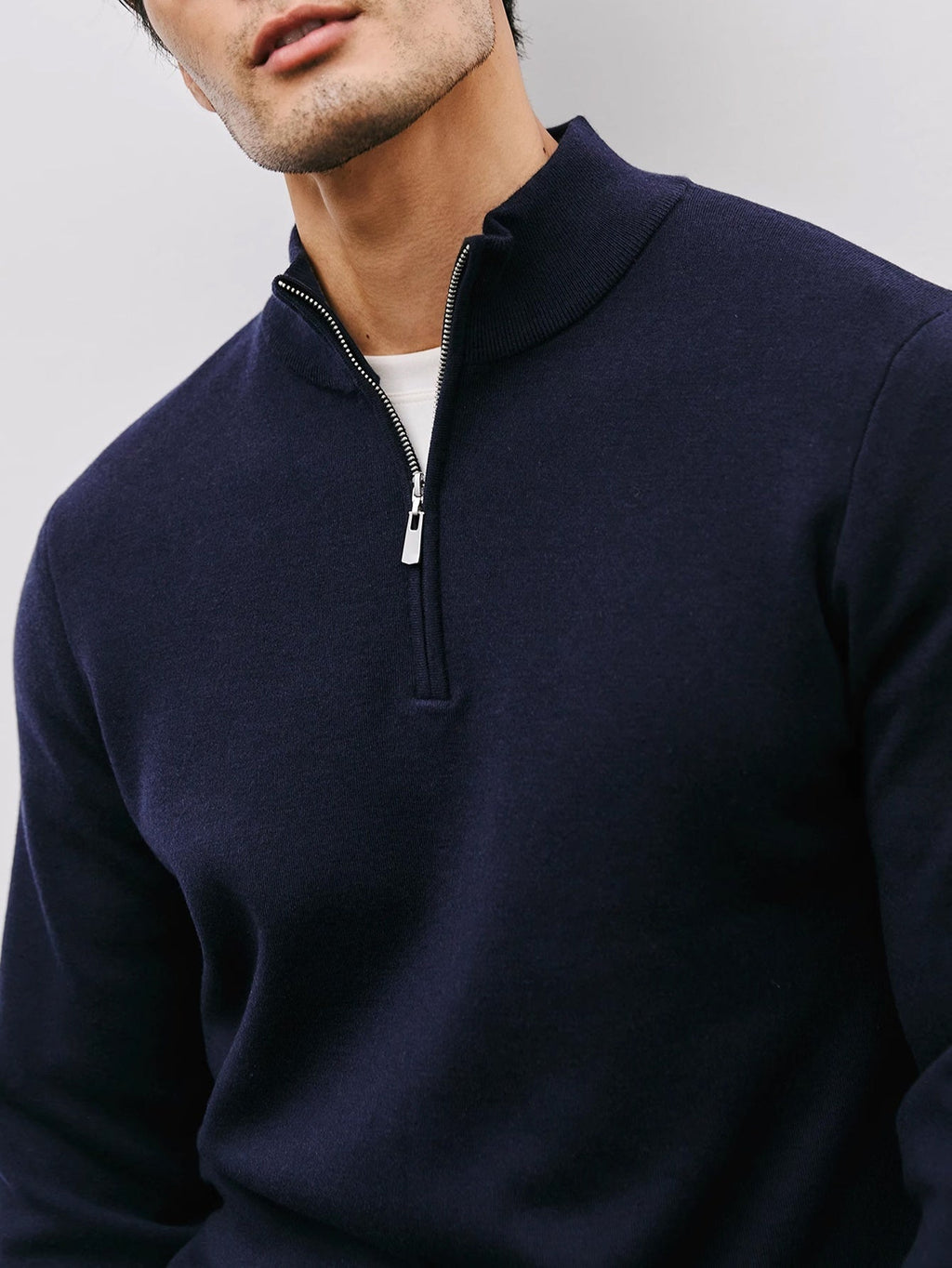 Quarter-Zip Sweater Men's Black Long Sleeve Mock Neck Pullover – Office, Casual Everyday Wear