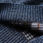 Quarter-Zip Sweater Men's Knit Stand Collar Pullover Blue – Casual, Office, Winter, Gift