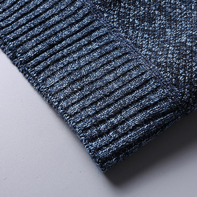 Quarter-Zip Sweater Men's Knit Stand Collar Pullover Blue – Casual, Office, Winter, Gift