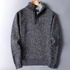Quarter-Zip Sweater Men's Knit Stand Collar Pullover Blue – Casual, Office, Winter, Gift