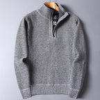 Quarter-Zip Sweater Men's Knit Stand Collar Pullover Blue – Casual, Office, Winter, Gift