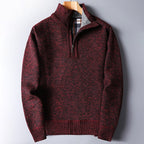 Quarter-Zip Sweater Men's Knit Stand Collar Pullover Blue – Casual, Office, Winter, Gift