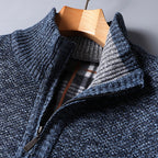 Quarter-Zip Sweater Men's Knit Stand Collar Pullover Blue – Casual, Office, Winter, Gift