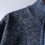 Quarter-Zip Sweater Men's Knit Stand Collar Pullover Blue – Casual, Office, Winter, Gift