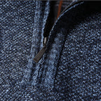 Quarter-Zip Sweater Men's Knit Stand Collar Pullover Blue – Casual, Office, Winter, Gift