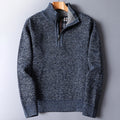 Quarter-Zip Sweater Men's Knit Stand Collar Pullover Blue – Casual, Office, Winter, Gift