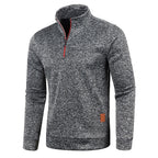 Quarter-Zip Sweater Men's Marled Knit Long Sleeve Stand Collar Pullover – Casual, Office