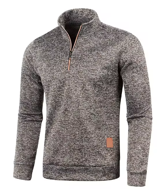 Quarter-Zip Sweater Men's Marled Knit Long Sleeve Stand Collar Pullover – Casual, Office