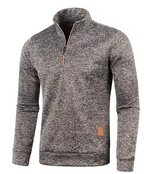 Quarter-Zip Sweater Men's Marled Knit Long Sleeve Stand Collar Pullover – Casual, Office