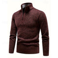 Quarter-Zip Sweater Men's Stand-Collar Knit Pullover Long Sleeve – Casual, Office