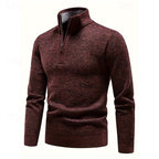 Quarter-Zip Sweater Men's Stand-Collar Knit Pullover Long Sleeve – Casual, Office