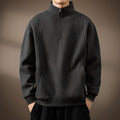 Quarter-Zip Sweatshirt Men's Black Stand Collar Pullover – Casual, Office, Everyday, Gift