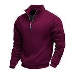 Quarter-Zip Sweatshirt Men's Gray Stand Collar Pullover – Casual, Office · Faylori