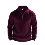 Quarter-Zip Sweatshirt Men's Gray Stand Collar Pullover – Casual, Office · Faylori