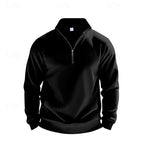 Quarter-Zip Sweatshirt Men's Gray Stand Collar Pullover – Casual, Office · Faylori