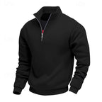 Quarter-Zip Sweatshirt Men's Gray Stand Collar Pullover – Casual, Office · Faylori