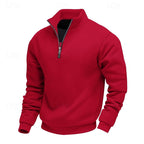 Quarter-Zip Sweatshirt Men's Gray Stand Collar Pullover – Casual, Office · Faylori