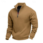 Quarter-Zip Sweatshirt Men's Gray Stand Collar Pullover – Casual, Office · Faylori