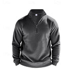 Quarter-Zip Sweatshirt Men's Gray Stand Collar Pullover – Casual, Office · Faylori