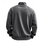 Quarter-Zip Sweatshirt Men's Gray Stand Collar Pullover – Casual, Office · Faylori