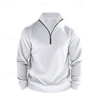 Quarter-Zip Sweatshirt Men's Gray Stand Collar Pullover – Casual, Office · Faylori