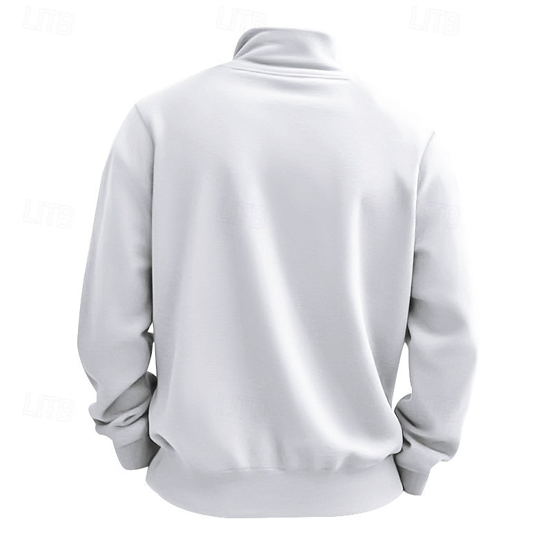 Quarter-Zip Sweatshirt Men's Gray Stand Collar Pullover – Casual, Office · Faylori