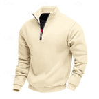 Quarter-Zip Sweatshirt Men's Gray Stand Collar Pullover – Casual, Office · Faylori