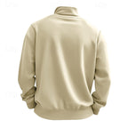 Quarter-Zip Sweatshirt Men's Gray Stand Collar Pullover – Casual, Office · Faylori