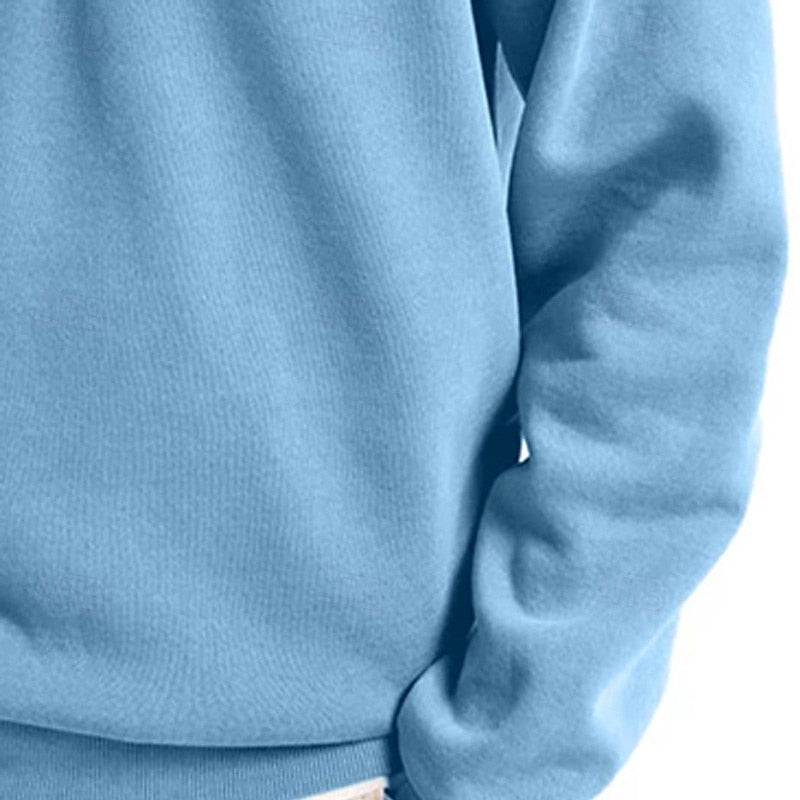Quarter-Zip Sweatshirt Men's Stand Collar Pullover Navy Blue – Casual, Office, Gift