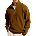 Quarter-Zip Sweatshirt Men's Stand Collar Pullover Navy Blue – Casual, Office, Gift
