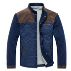 Quilted Jacket Men's Color Block Stand Collar Button-Up – Casual, Office · Faylori