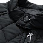 Quilted Jacket Men's Stand Collar Black Full Zip – Casual, Office, Holiday, Gift
