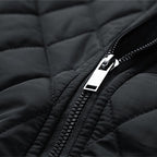 Quilted Jacket Men's Stand Collar Black Full Zip – Casual, Office, Holiday, Gift