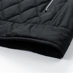 Quilted Jacket Men's Stand Collar Black Full Zip – Casual, Office, Holiday, Gift
