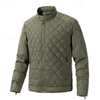 Quilted Jacket Men's Stand Collar Black Full Zip – Casual, Office, Holiday, Gift