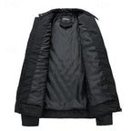 Quilted Jacket Men's Stand Collar Black Full Zip – Casual, Office, Holiday, Gift