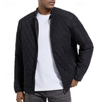 Quilted Jacket Men's Stand Collar Black Full Zip – Casual, Office, Holiday, Gift