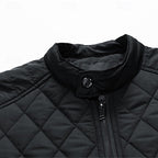 Quilted Jacket Men's Stand Collar Black Full Zip – Casual, Office, Holiday, Gift