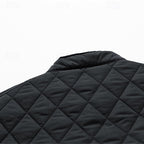 Quilted Jacket Men's Stand Collar Black Full Zip – Casual, Office, Holiday, Gift