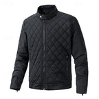 Quilted Jacket Men's Stand Collar Black Full Zip – Casual, Office, Holiday, Gift