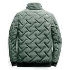 Quilted Jacket Men's Stand-Collar Black Zip-Up Padded Coat – Casual, Winter Outerwear Gift