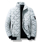 Quilted Jacket Men's Stand-Collar Black Zip-Up Padded Coat – Casual, Winter Outerwear Gift