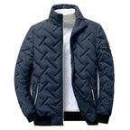 Quilted Jacket Men's Stand-Collar Black Zip-Up Padded Coat – Casual, Winter Outerwear Gift