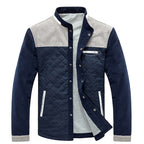 Quilted Jacket Men's Stand Collar Color Block Baseball Coat – Casual, Office, Gift