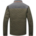 Quilted Jacket Men's Stand Collar Khaki Plaid Lined – Casual, Office, Holiday, Gift