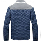 Quilted Jacket Men's Stand Collar Khaki Plaid Lined – Casual, Office, Holiday, Gift