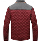 Quilted Jacket Men's Stand Collar Khaki Plaid Lined – Casual, Office, Holiday, Gift