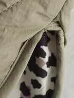 Quilted Jacket Women's Button-Up with Leopard Print Lining – Casual, Office, Holiday, Gift