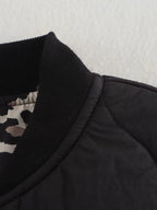 Quilted Jacket Women's Button-Up with Leopard Print Lining – Casual, Office, Holiday, Gift